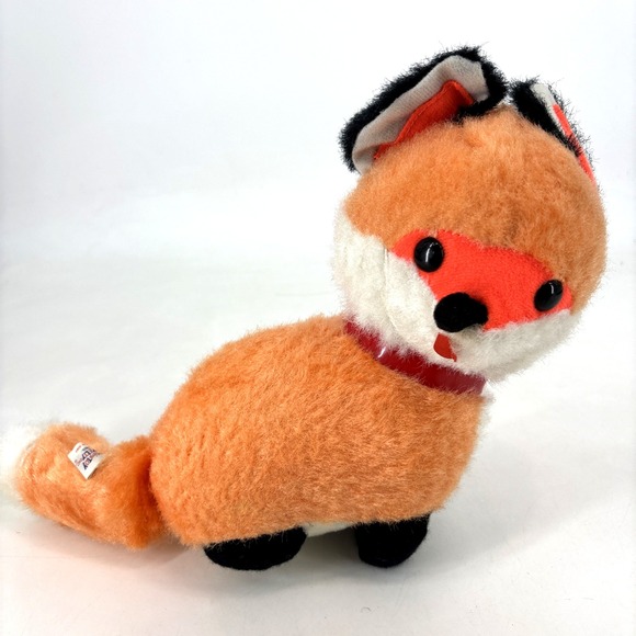 Other - Vintage SUPERIOR TOY AND NOVELTY Plush Orange Fox Red Collar‎ 12" 1960s 1970s